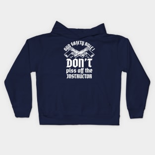 Gun safety rule 1 - don't piss off instructor - sport shooting Kids Hoodie